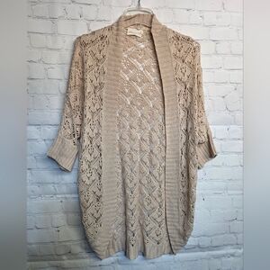 Dreamers Beige Open-Knit Cardigan